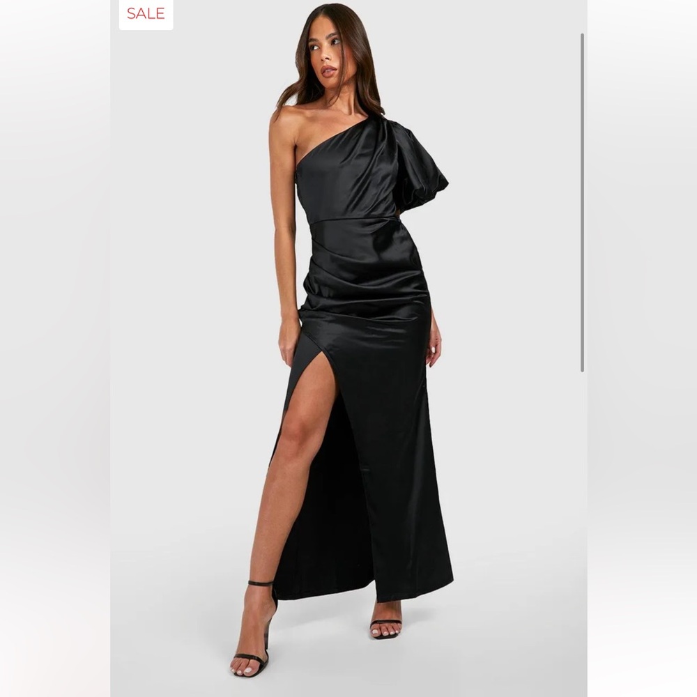NWT Black One-Shoulder Cocktail Gown